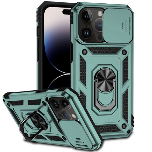 iPhone 14 Pro Max Sliding Camshield Holder Phone Case - Dark Green